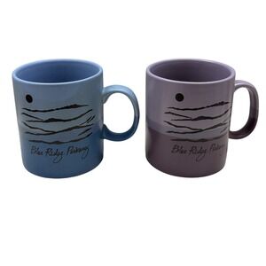 Blue Ridge Parkway Coffee Mug Set 2 Blue Purple Mountain Scenic Ceramic Souvenir